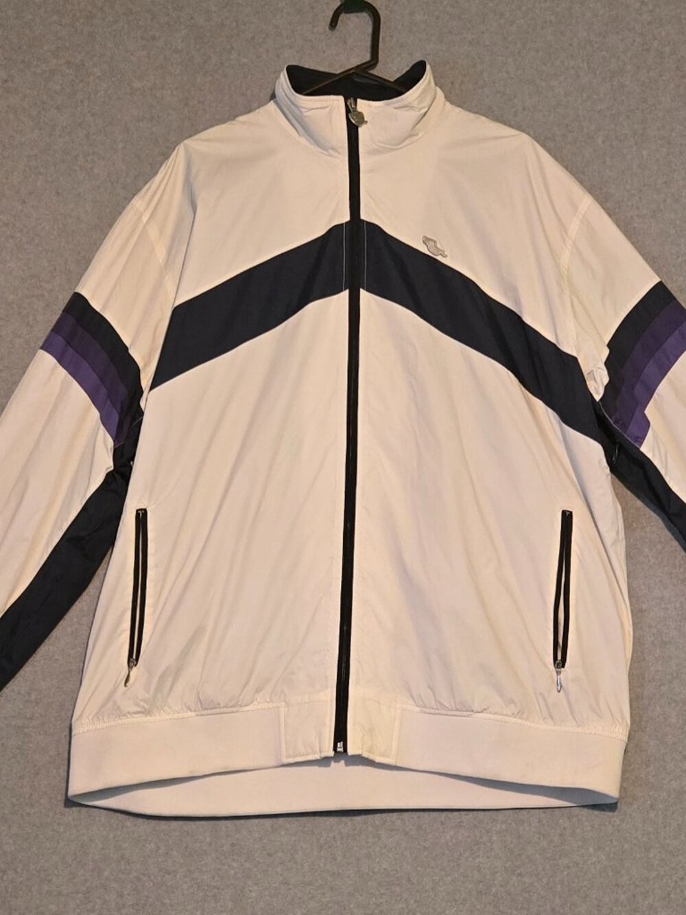 Vintage Rocawear Streetwear Zip Up Windbreaker Jacket Blue and White Size 2XL